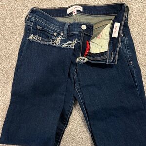 Lucky Brand Women's Distressed Dark Blue Straight Leg Jeans